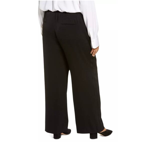 VINCE Black Crepe Wide Leg Pants Pull-On Trousers Pockets Flowy Sz XXL - Picture 2 of 11